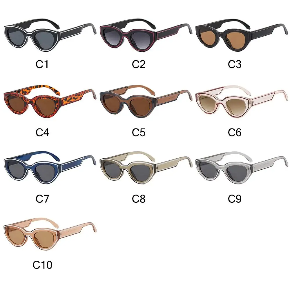 스트라이프 장식 고양이 눈 선글라스, UV400 힙합 블랙 쉐이드, 해변 여행 스트리트웨어 안경, 여성 및 남성용, 새로운 패션