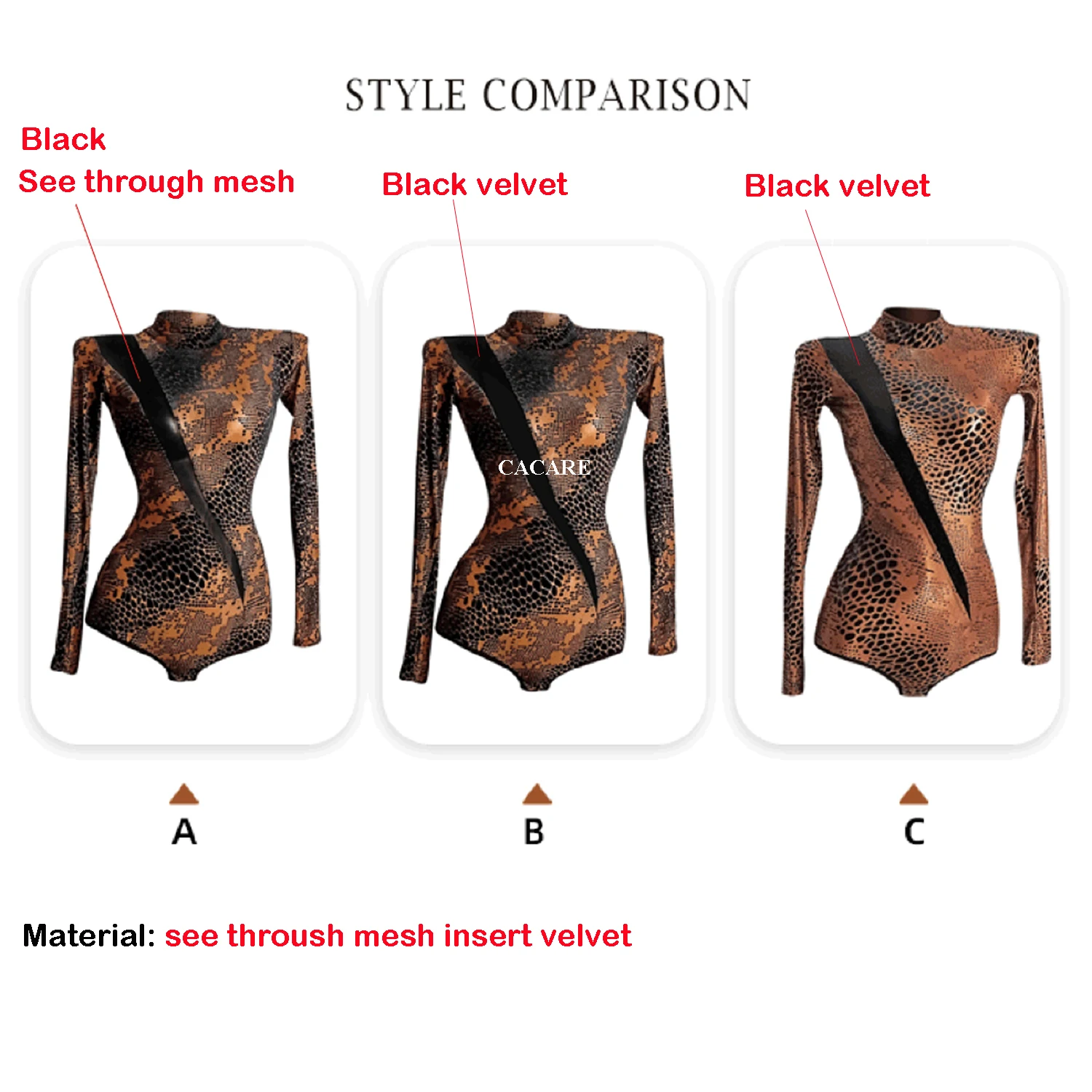 CACARE Dance Wear Tops Leotard Bodysuit for Latin Ballroom Modern Dresses Suit Waltz Samba Flamenco Stage Costume 0497 Body