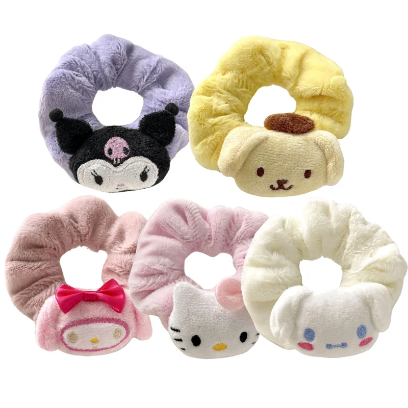 

5Pcs/Set Sanrio Plush Hair Band Toy Cute Kuromi Hello Kitty Cinnamoroll My Melody Pompom Purin Headdress Kid Girl Birthday Gift