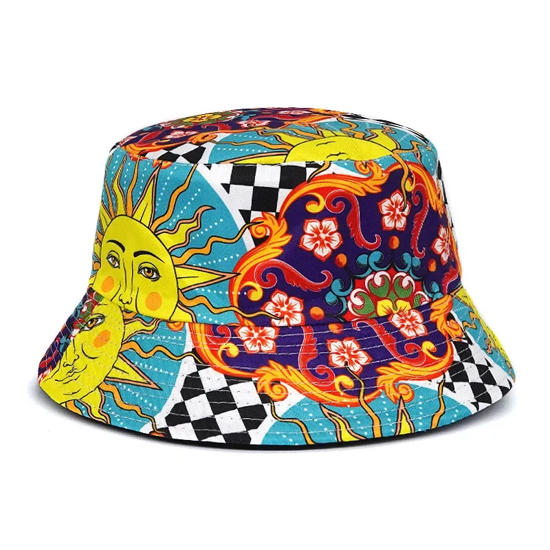 Two Sided Fashion Print Bucket Hats Women Men Summer Outdoor Sunshade Panama Female Hip Hop Fisherman Caps Lady Beach Sun Hat