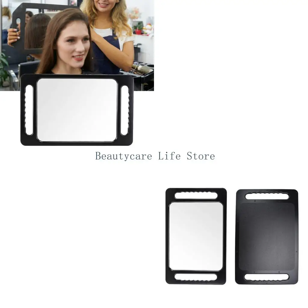 652C Hand Mirror with Double Handle,Hand Held Mirrors for Barbershop Salon Hair Mirror Hairstylist and Barber Accessories