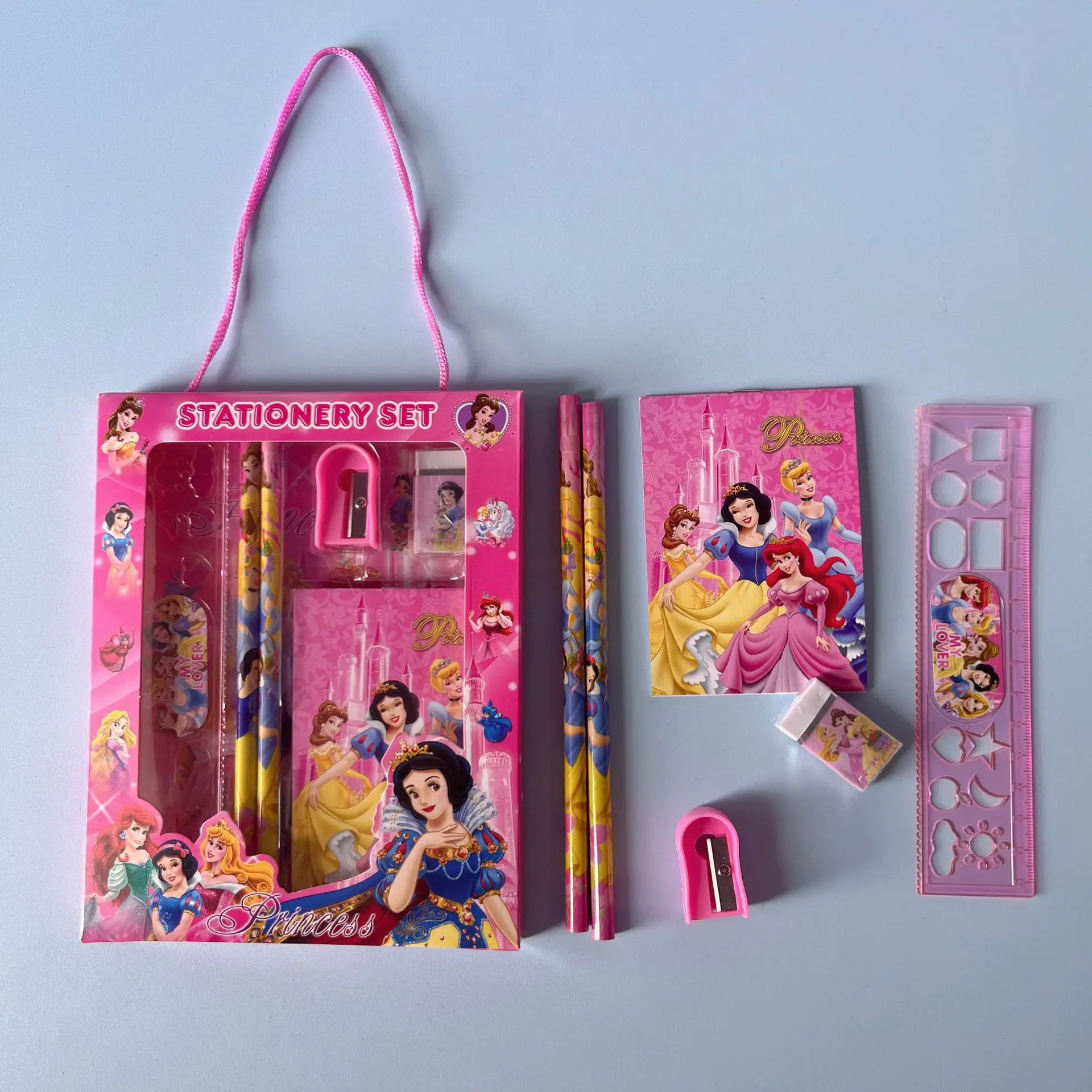 6pcs Disney Snow White stationery set, cartoon portable stationery gift box, school supplies for primary school students