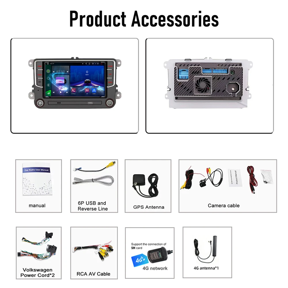 7'' For VW SKODA Superb 2008-2014 Car Radio Camera Navi BT Android 15 Auto FM Google Map GPS 4G SIM Head Unit Reversing Image