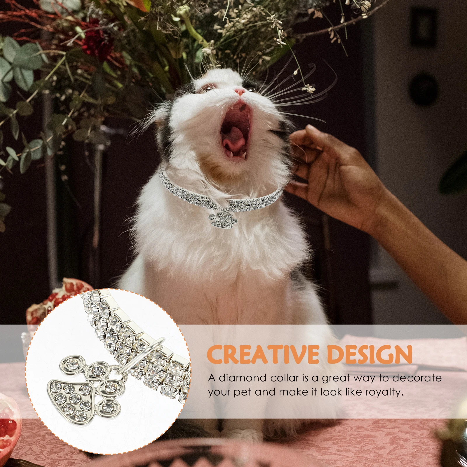

4pcs Dog Collar Set Pet Necklet Durable Wear-Resistant Comfortable Adjustable For Cats Dogs Decorative Alloy Rhinestone Collars