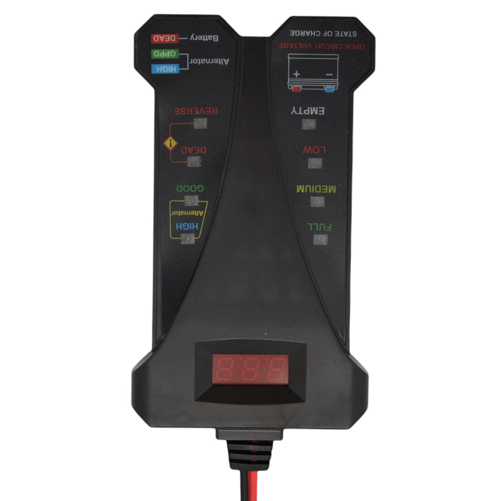 Testador de Bateria Digital e Voltímetro, Sistema de Carregamento Analisador, Display LCD, Indicação LED, Preto, MP0514A, 12V