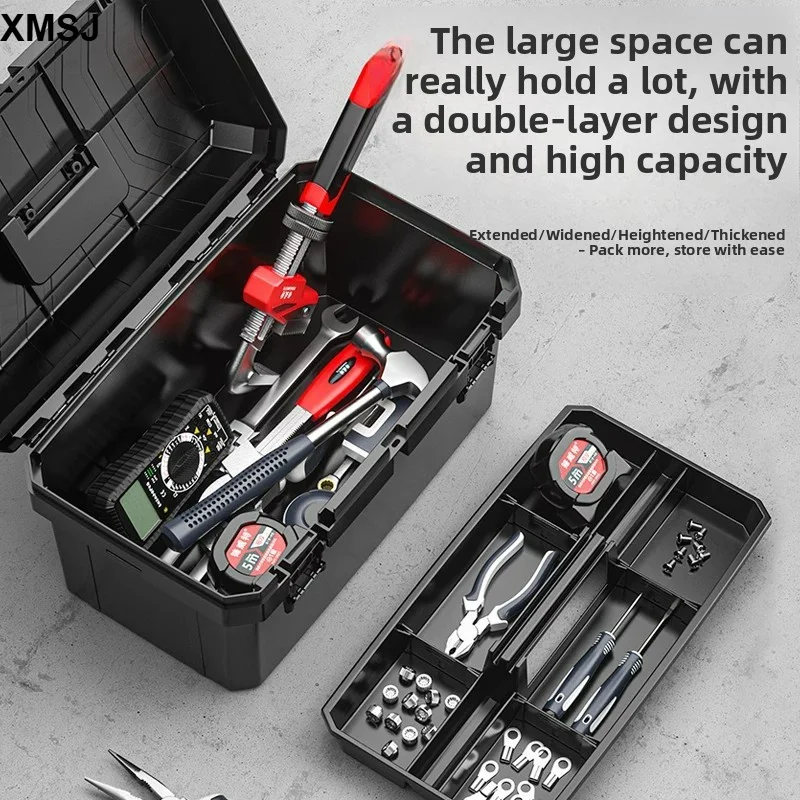 XMSJ Hardware Storage Box, Multifunctional Plastic Portable Toolbox, Household & Car Handheld Storage Case for Electrician Repai