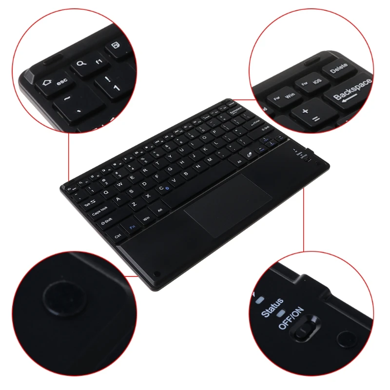 7/9/10 Inches Wireless Bluetooth Lightweight Keyboard with Touchpad Home Keypad with Portable for Traveling High Quality