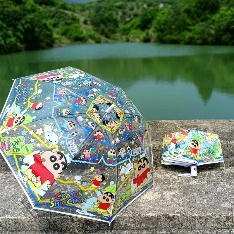 

Детский прозрачный складной зонт с милым мультяшным принтом, трендовый, с ручным и автоматическим открыванием, для школы, путешествий и повседневного использования