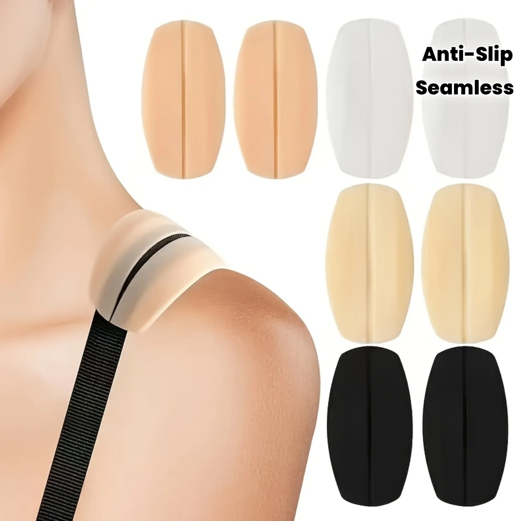 

6-piece set of silicone shoulder strap anti-slip pads, bra strap stabilizers, multi-color seamless pressure-relief shoulder pads