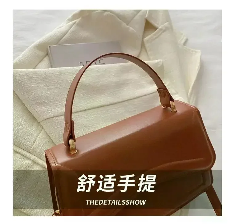 Hochwertige PU-Leder-Handtasche, Damen-Umhängetasche, einfarbig, Schultertasche, Crossbody-Tasche, kleine Tragetasche für Damen und Mädchen – Detail 5