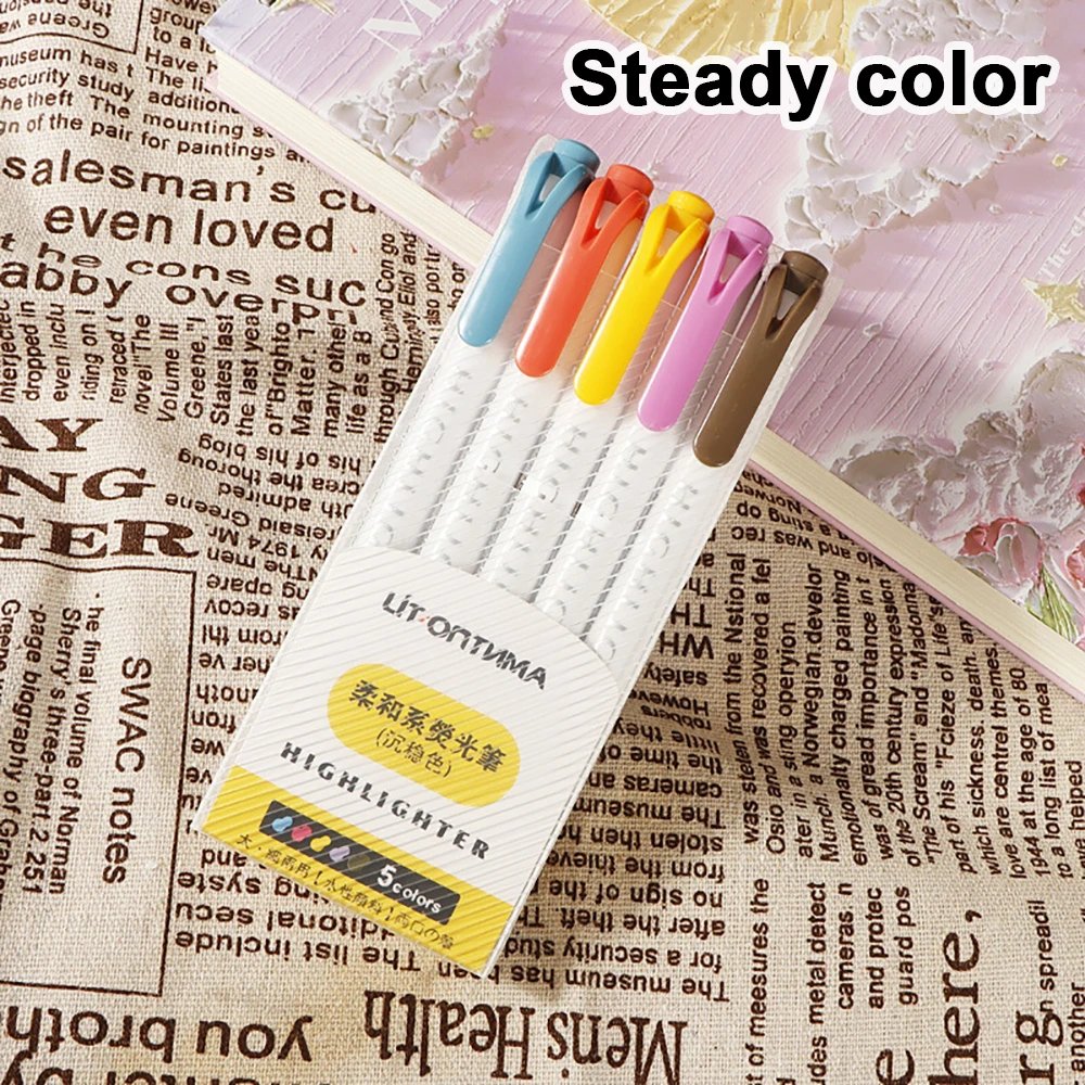 5 قطع من أقلام التحديد ذات الرأس المزدوج ذات قيمة عالية المظهر للملاحظات والرسم الخشبي والورق والحجر واللوازم المدرسية الفنية