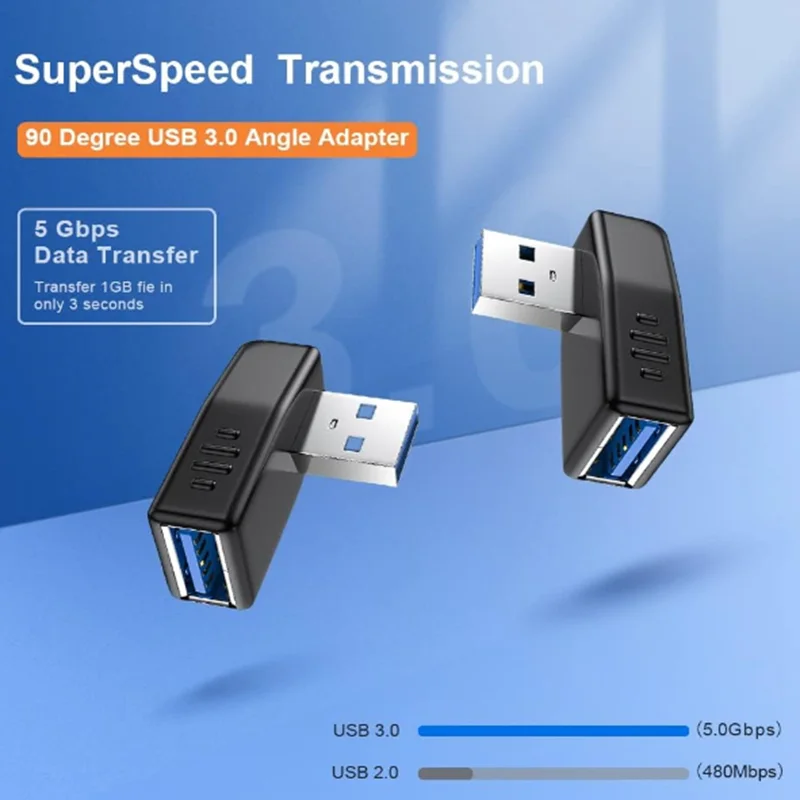 90 Degree 270 Degree USB Cable Connector Extender USB 3.0 Male to Female Adapter Right Angle and Left Angle Vertical