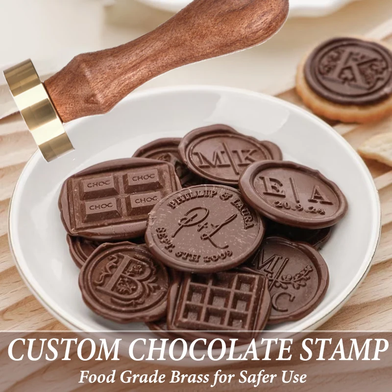 Personalized Chocolate Stamp Custom Logo Design Wax Seal for Baking (Donuts/cookies) Perfect Christmas Easter Day Wedding Gift view 3