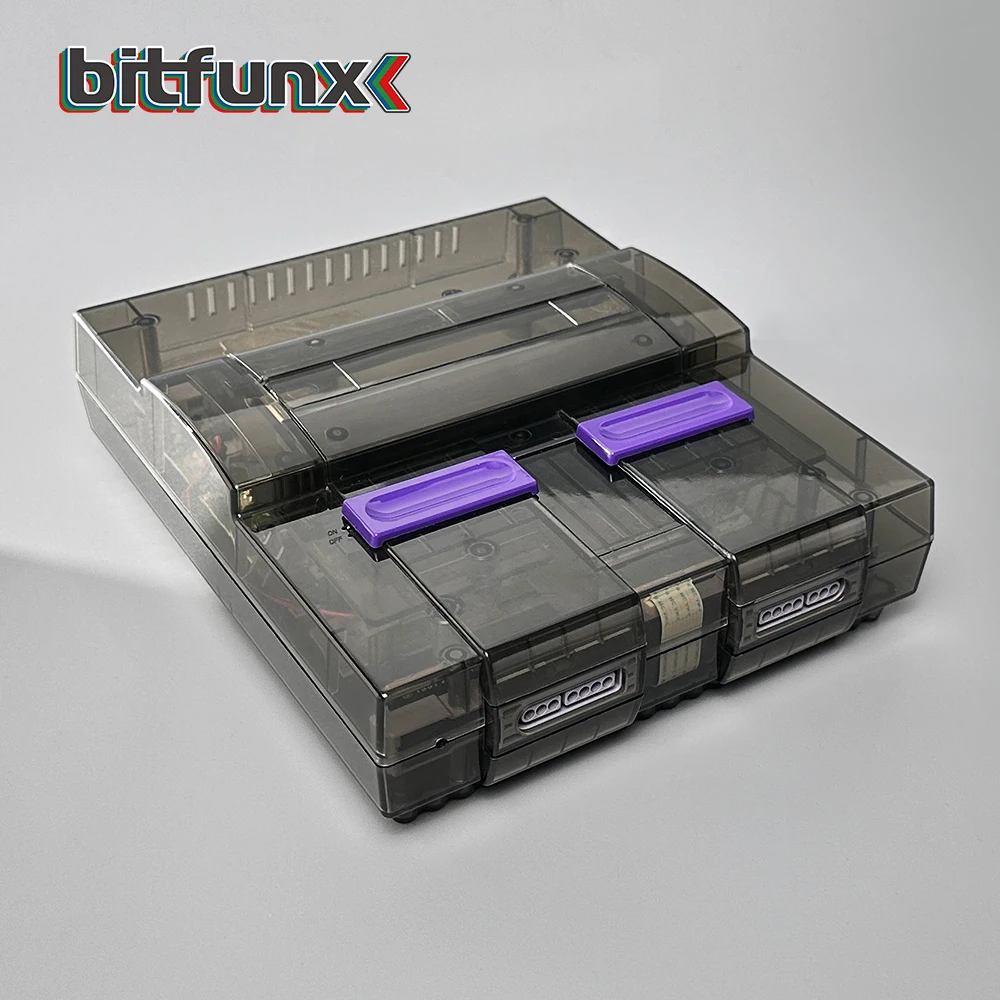 Bitfunx SNES Replacement Shell Transparent Case for Nintendo SNES SFC US Version Retro Gaming Consoles Translucent Black