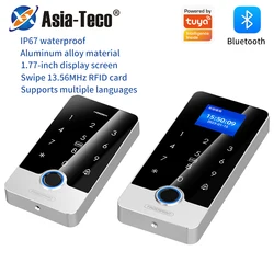 Waterproof Keyboard 1.77-Inch Screen Bluetooth Keyboard Fingerprint RFID IC Card Reader Metal Keyboard Supports Tuya App