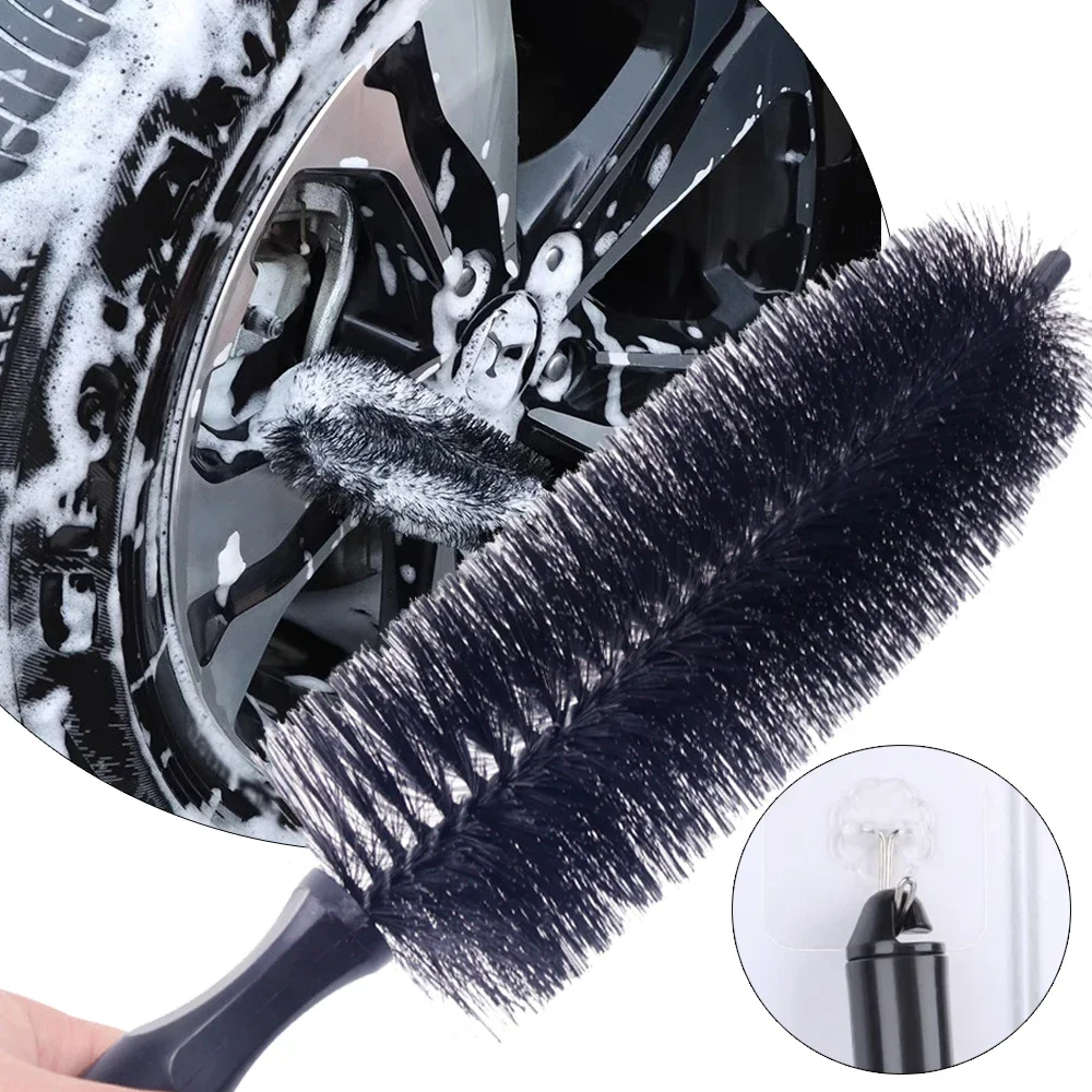 

Car Wheel Cleaning Brush Long Handle Black Red Car Wheel Rim Hub Cleaning Brush Tire Detail Brush Auto Motorcycle Wash Tools