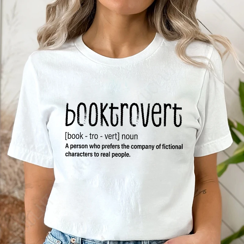 Booktrovert Book Lover Shirt for Women Classic Literature T-shirts Bookish Girl Tshirts Bookworm Tee Clothing Gift for Librarian