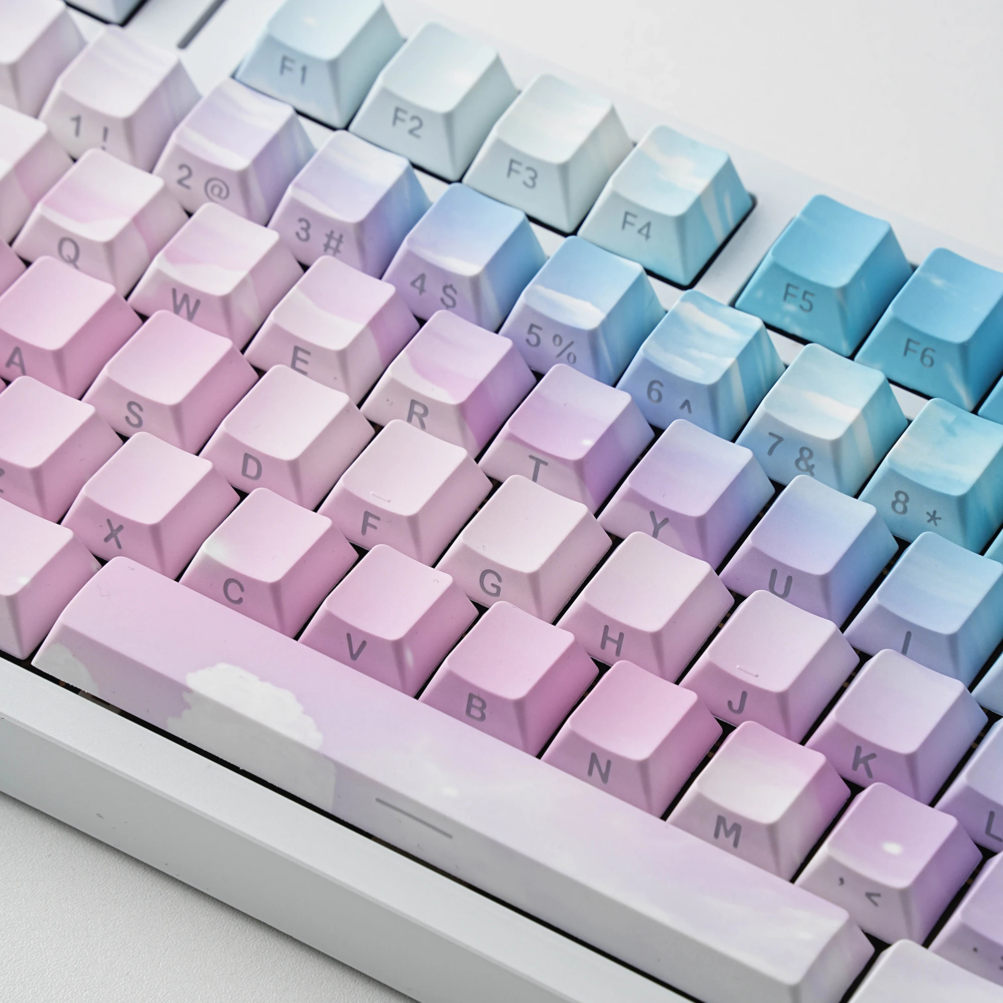 Sky Keycaps Dye-Sub PBT Keycaps Cherry Profile Side Light Mechanical Keyboard Keycaps with Spanish Hebrew German UK French