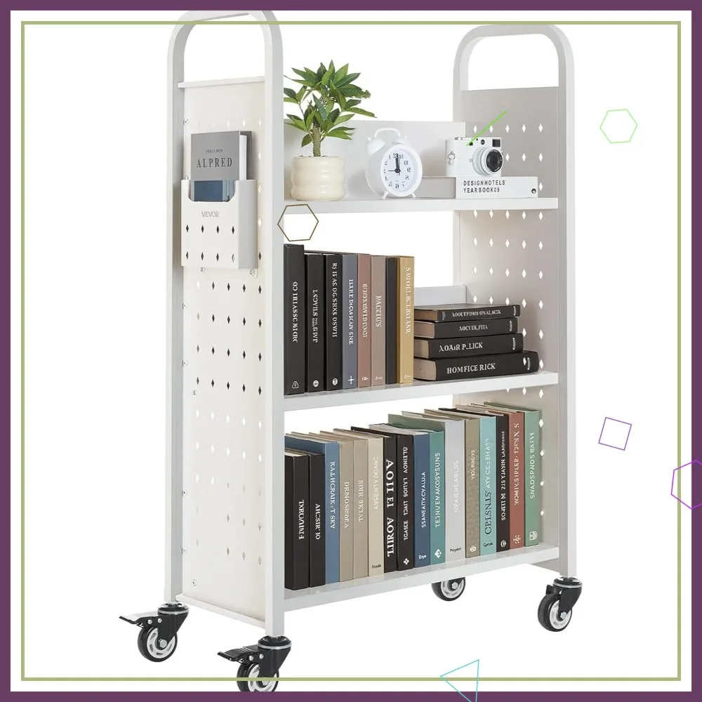 

Передвижная библиотечная тележка VEVOR, грузоподъемность 330 фунтов, 30,3 x 15 x 48,0 дюймов, с блокирующимися колесами, для дома, офиса, школы