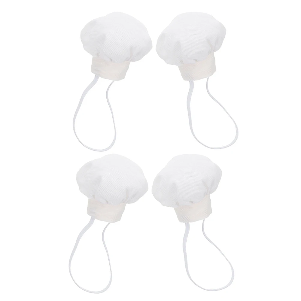 

4 Pcs Chef Hat Decoration Accessory Hats Baby Caps White Headwears Bonnets Play