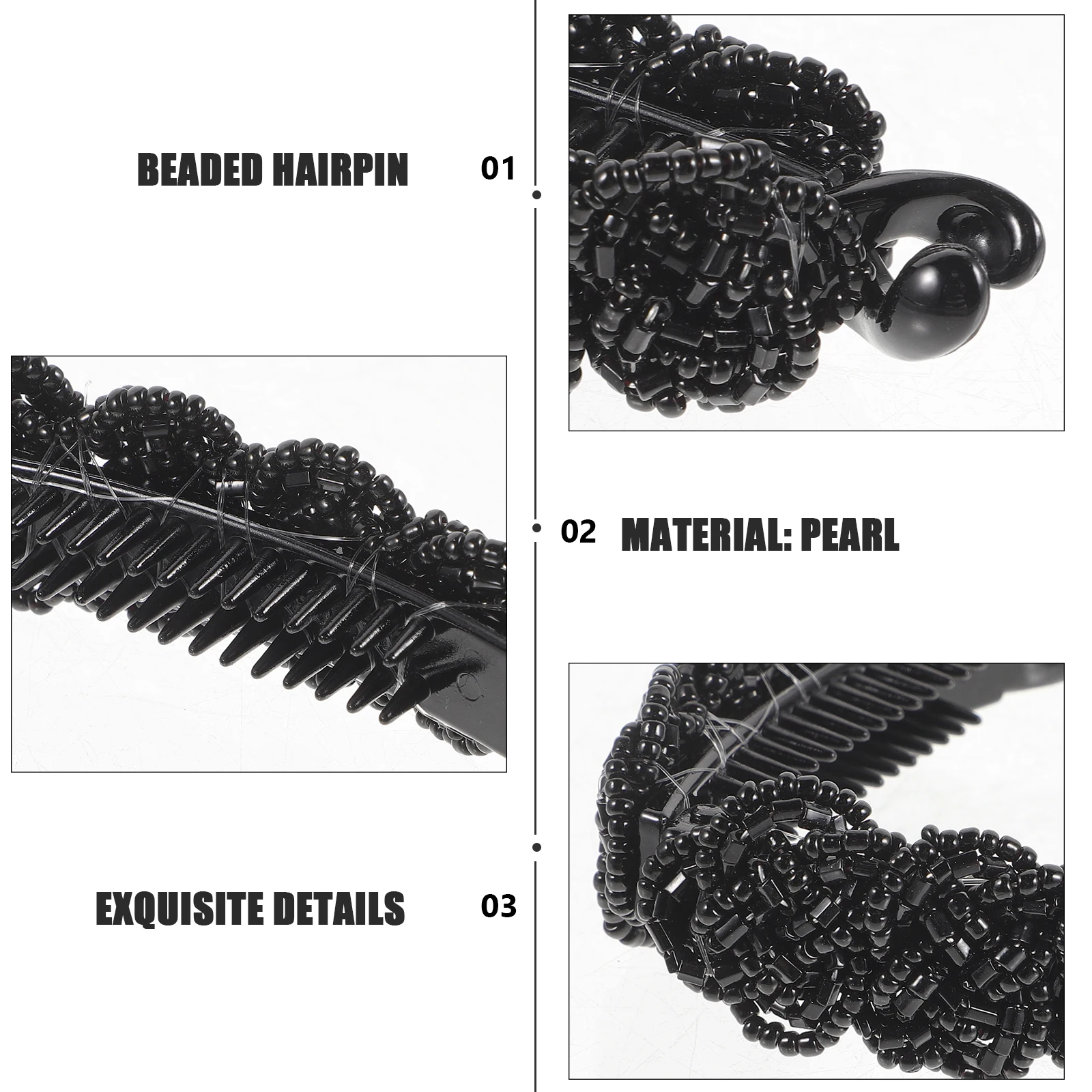 مشبك شعر الموز بتصميم لؤلؤي للنساء، حامل سريع على شكل ذيل حصان، مشبك لتصفيف الشعر لمناسبات مختلفة باللون الأسود