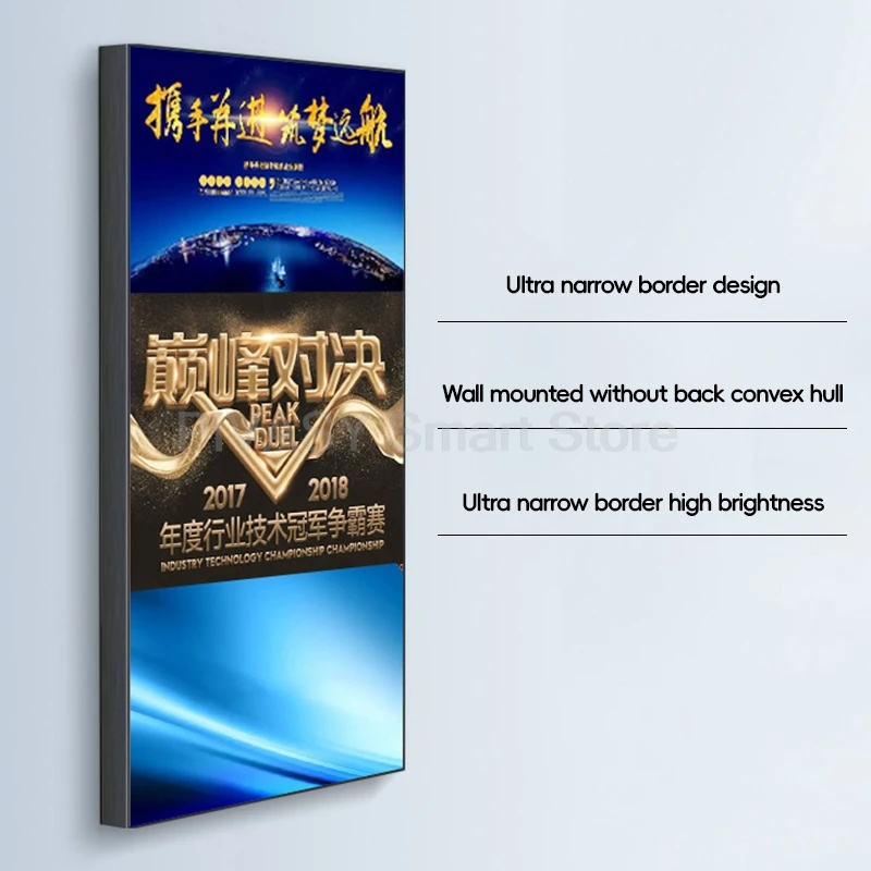 شاشة تلفزيون ذكية كبيرة مقاس 32 40 43 بوصة معلقة لعرض الإعلانات المكتبية شاشة صب لاسلكية LED عالية الوضوح