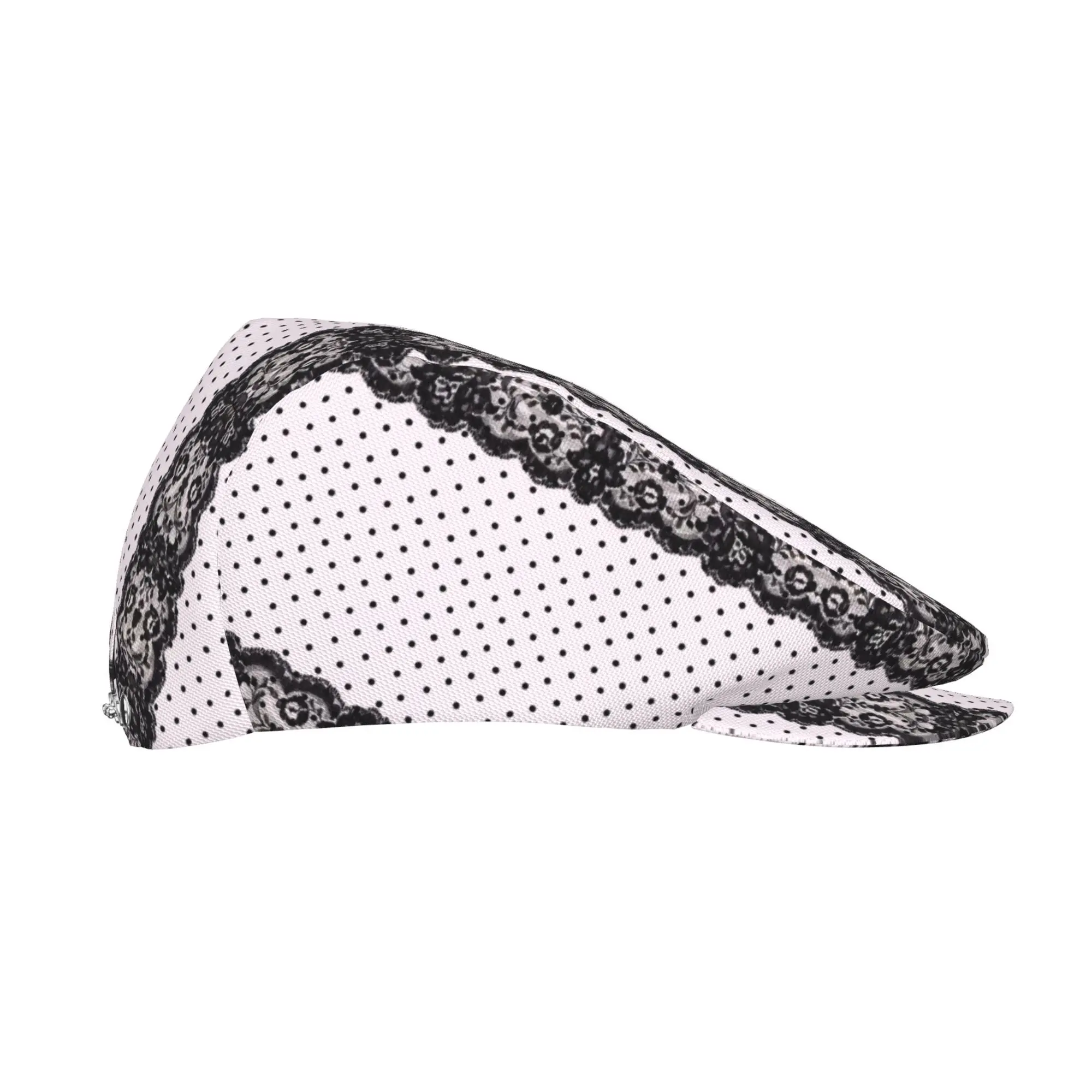 1pc Men's & Women's Black Polka Dot All-Over Print Hat - Lightweight Flat-Top Newsboy Cap, Beret, Irish Driver Cap Suitable for