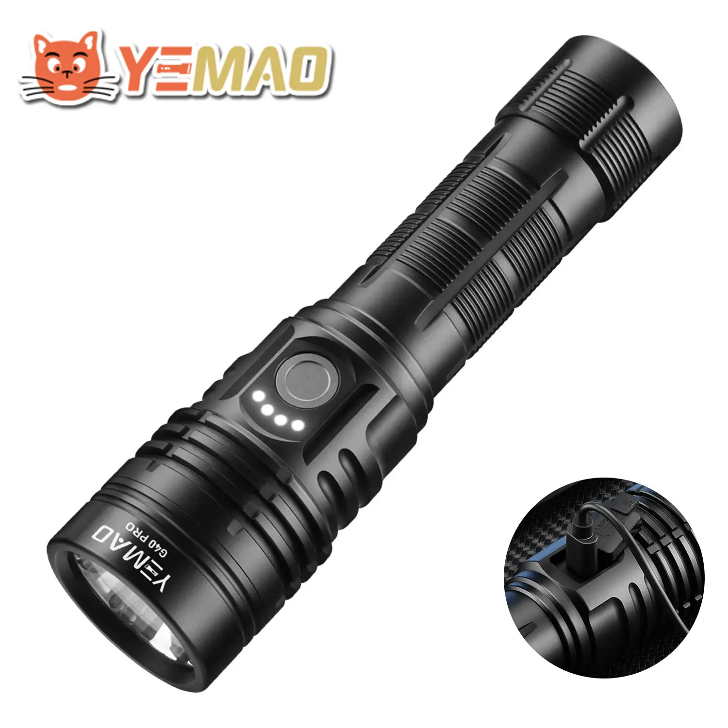 

YEMAO G40Pro 2000LM High Power Rechargeable Flashlight, SST40 4000mAh, Aluminum Alloy Built-in Battery Flashlight, For Camping
