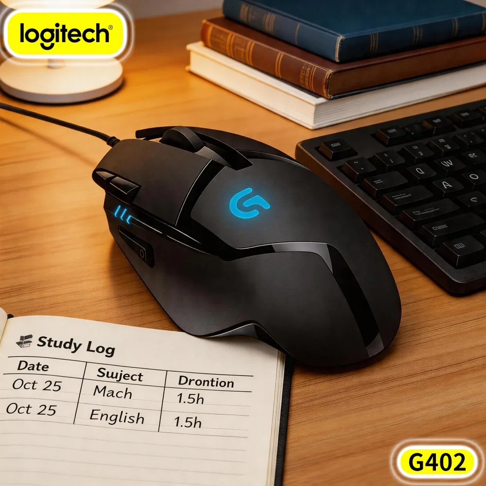 Logitech G402 Hyperion Fury Gaming Mouse 8 Custom Buttons 32-Bit ARM Processor 20M Clicks 4 DPI Levels Anti-Slip