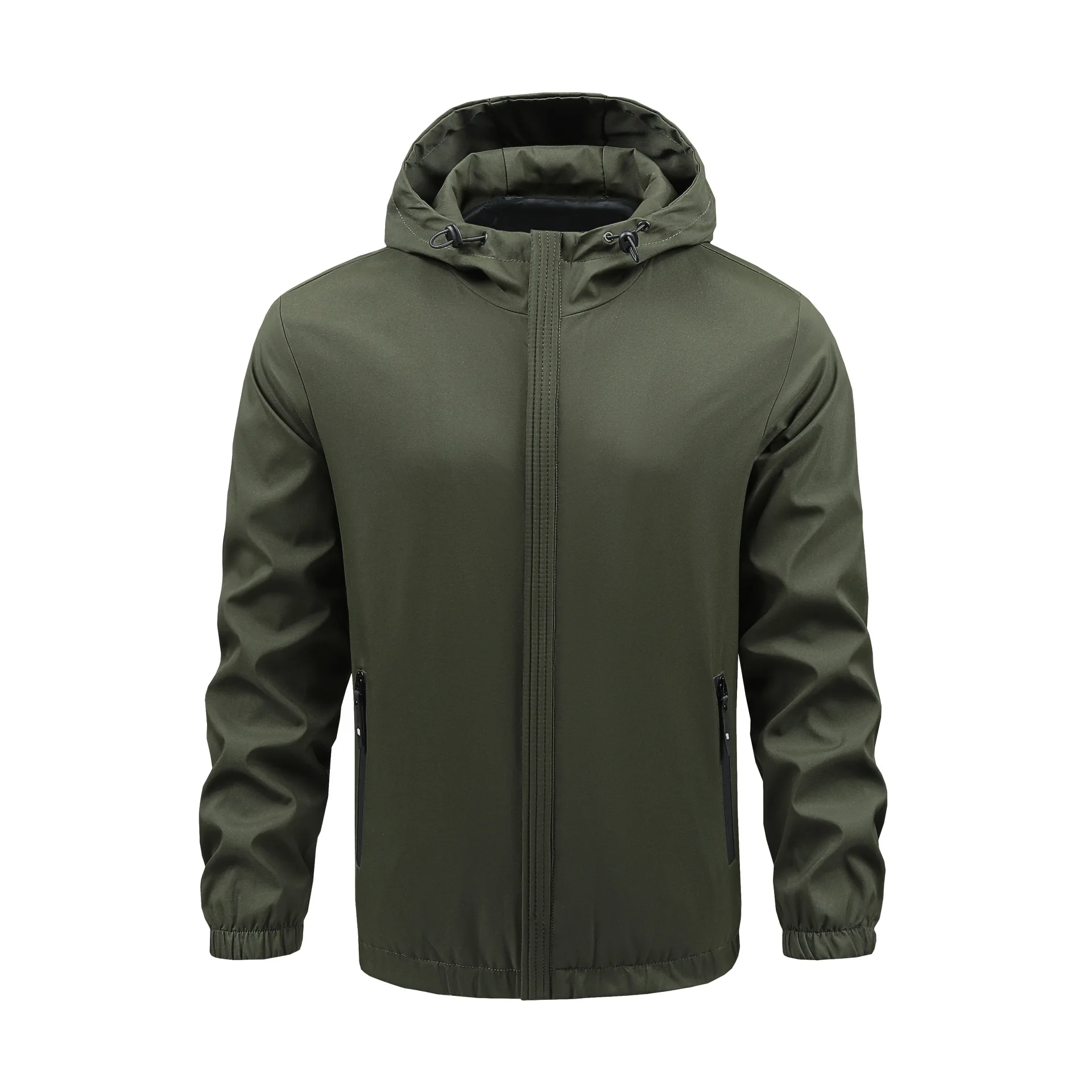 

TRSYPHXM 2024 new men's hooded casual military green jacket, men's mountaineering jacket, windproof outdoor sports jacket