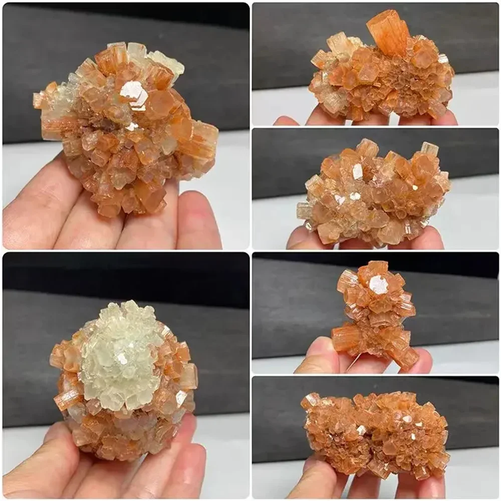 1PC Natural Rare Orange Aragonite Nepheline Rough Group Crystal Cluster Rough Mineral Specimen Garden Aquarium Home Decoration G