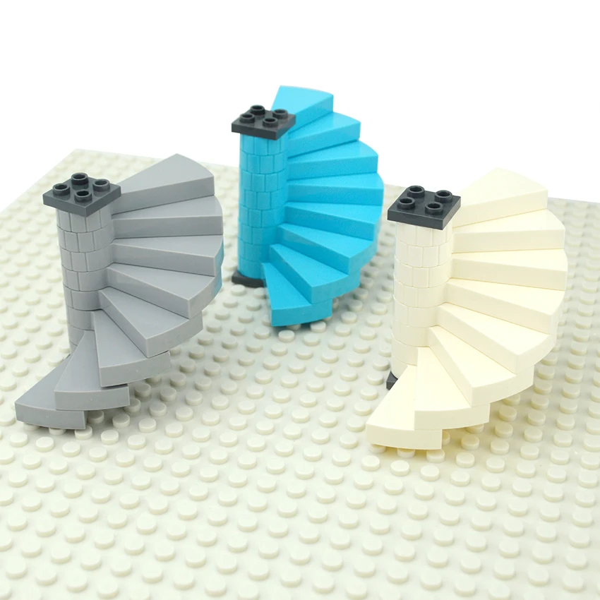 MOC Building Blocks 40243 40244 Spiral Stairs Step Support 1x1x5 1/3 Spiral Staircase Wall Axle Assembles Particles Parts Bricks