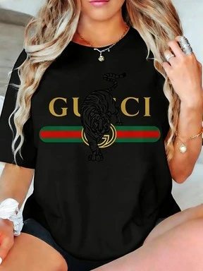 Camiseta de manga corta para mujer con estampado de letras, nueva colección 2026, estilo moderno, casual y versátil, de tejido grueso.