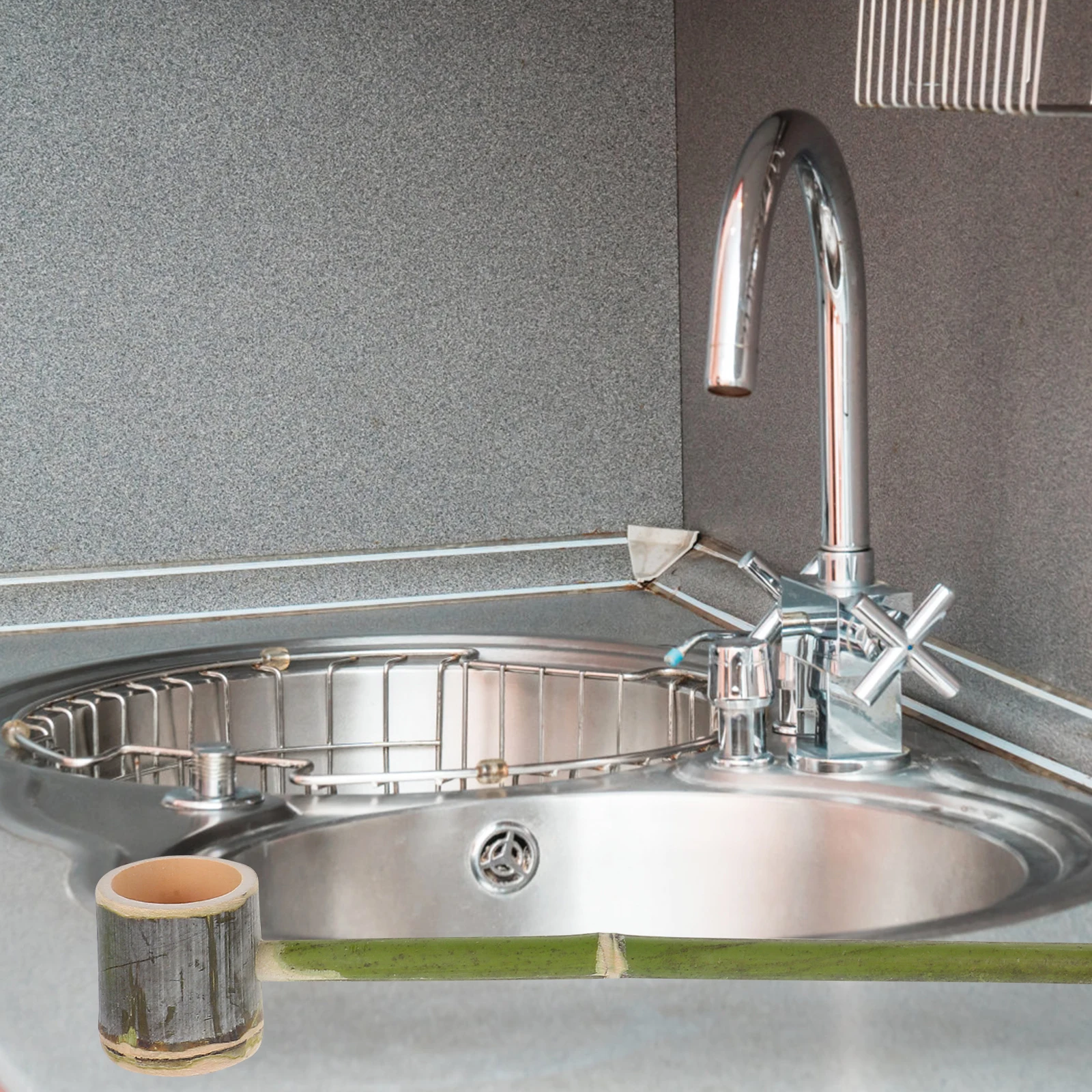 ملعقة مياه بمقبض طويل من أنبوب الخيزران بتصميم عتيق، عملية صب ناعمة مثالية لاستخدام حديقة المطبخ