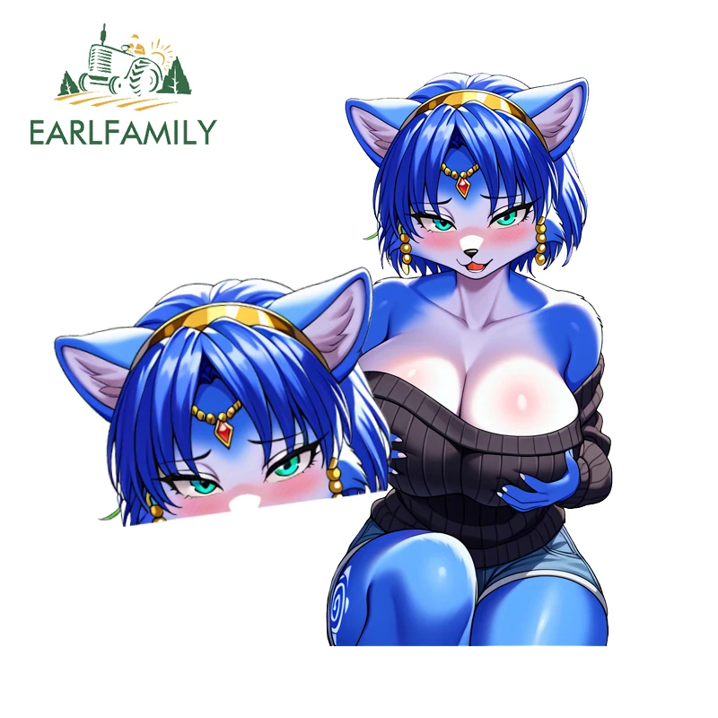 

EARLFAMILY Furry Crystal Game Character Car Stickers Sexy Cat Girl Car Exterior Decor Decal Suitable for Car Door Protector