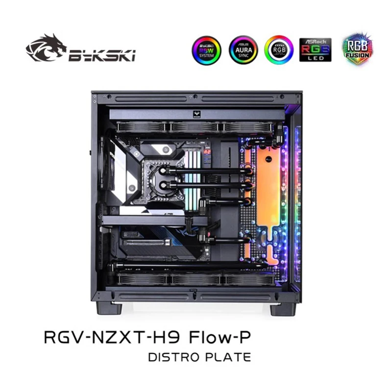 Imagem -05 - Bykski-acrílico Distro Placa Board Reservoir para Nzxt h9 Fusão Caixa do Computador Sistema Refrigerador de Água Combo Ddc Bomba Rgv-nzxt-h9