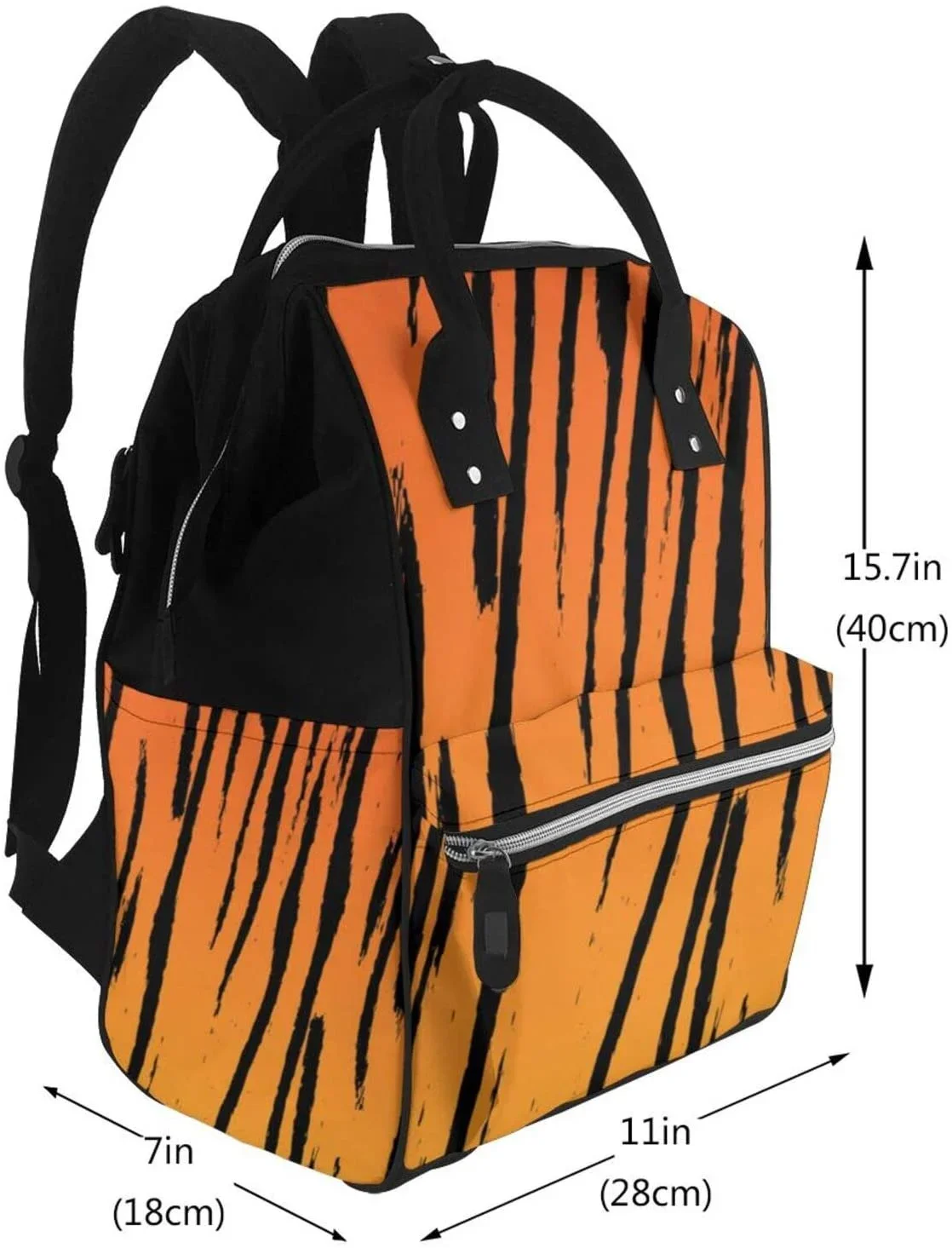 Mochila múmia estampada com listras de tigre, bolsa multifuncional para fraldas de maternidade, bolsa infantil com bolso para laptop, alças para carrinho