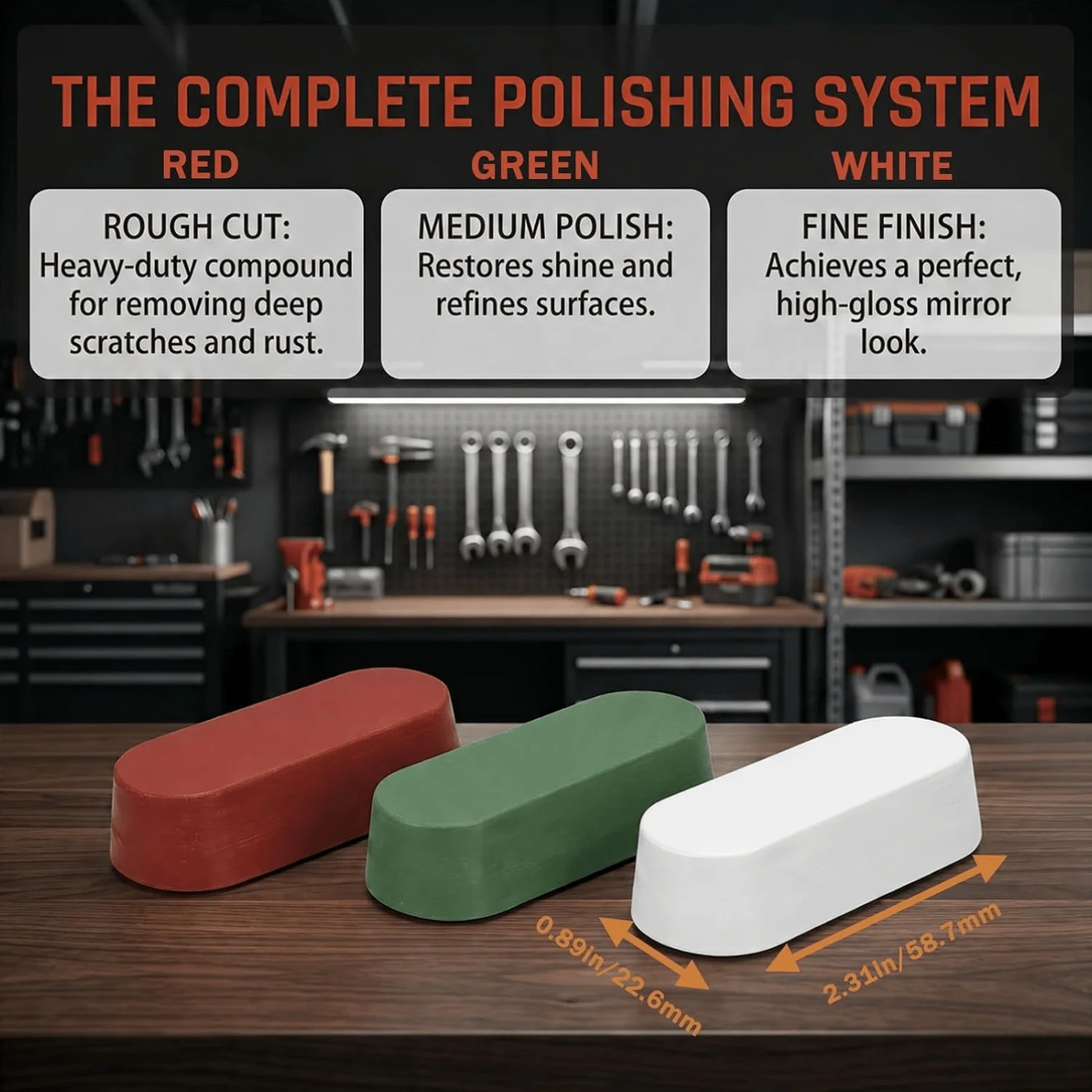 3Pcs Metal Polishing Compound kit for Buffing Stainless Steel Wheel Jewelry Aluminum Buffing Compound Bars Set