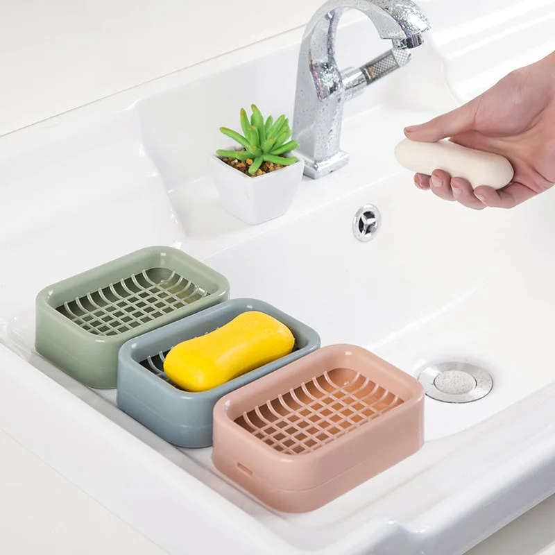 Grid Soap Box Bathroom Double-layer Drainage Soap Box Waterless Plastic Soap Holder Soap Dish