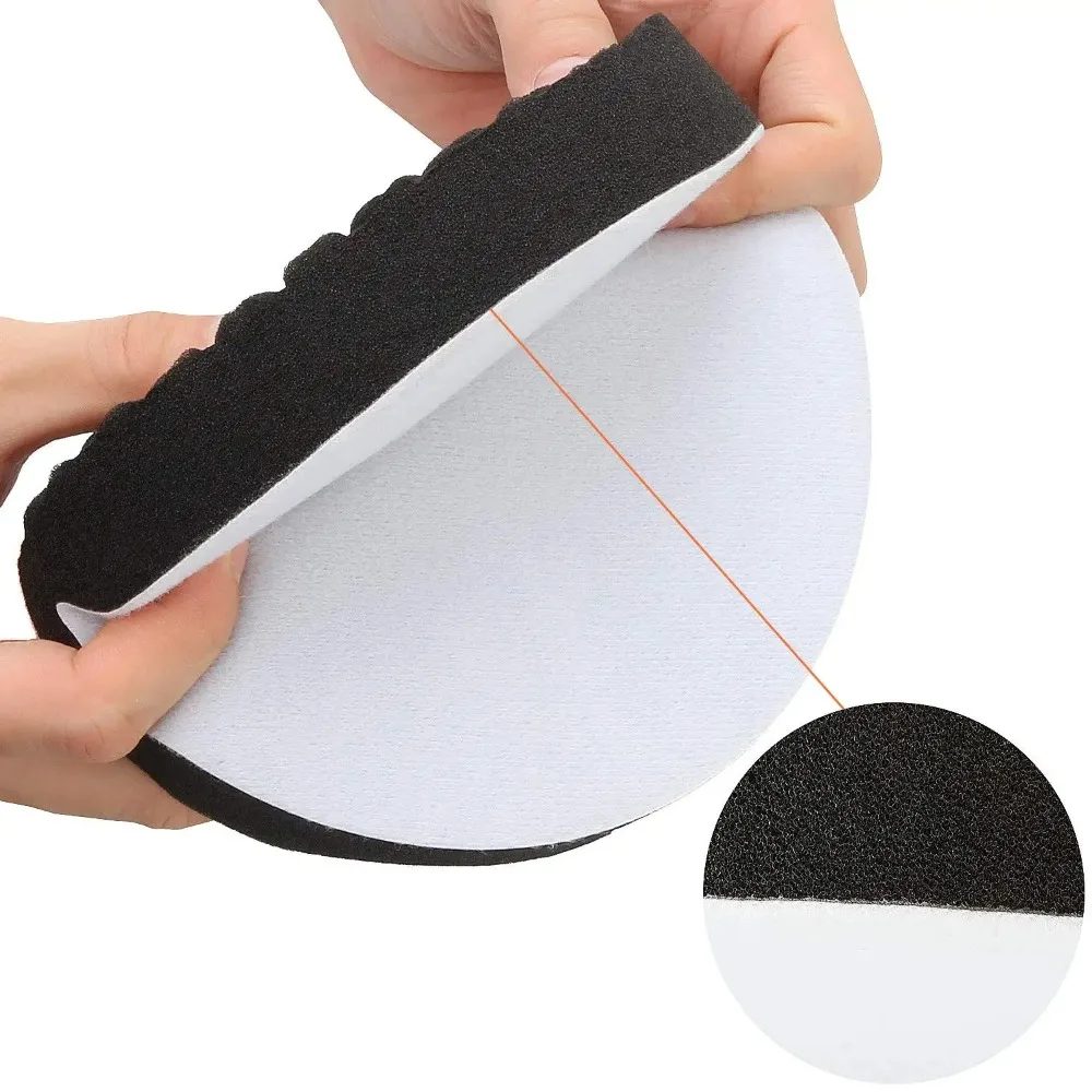 5-teiliges Set 3/4/5/6/7 Zoll Auto-Polierpads, Wiederverwendbare Runde Auto-Polierpads, Selbstklebende Polier- und Wachspads – Detail 10