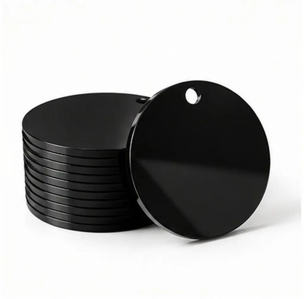 30Pcs Sleek Black Acrylic Rounds Blank Keychain Making Supplies Mini Circular DIY Blanks for Crafting Custom Keychains Jewelry