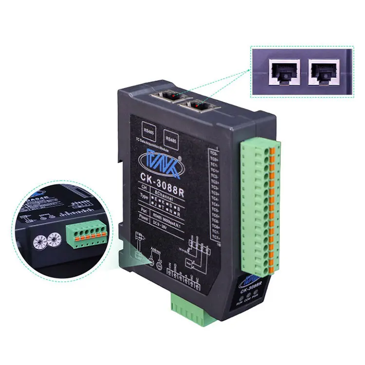 8-channel K-type Thermocouple Temperature Module RS485 Remote Analog Input IO Acquisition Modbus RTU