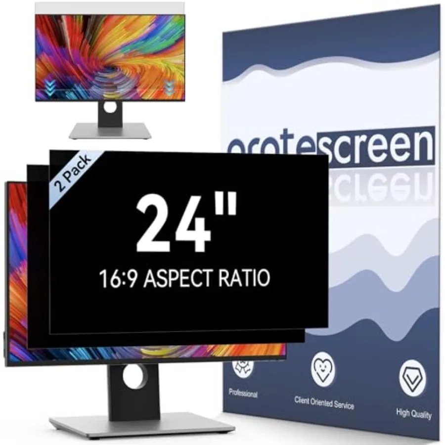 

[2-Pack] 24 Inch Computer Privacy Screen Filter for 16:9 Widescreen Monitor Removable Eye Protection Anti Glare Blue Light Filt