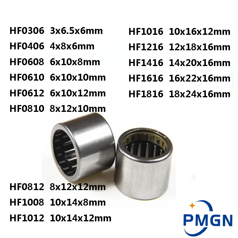 Rolamento de rolo de agulha de maneira única, HF0306, H0406, HF0608, HF0612, HF0812, HF1008, HF1012, HF1016, HF1216, HF1416, 1616, 5pcs