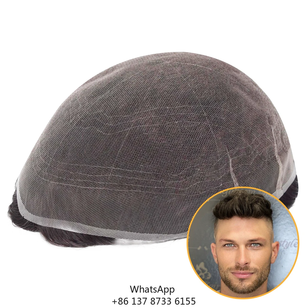 HS7 풀 스위스 레이스 남성용 헤어 시스템 부분 가발, 사실적인 헤어라인, 도매 100% 인모 가발 부분 가발