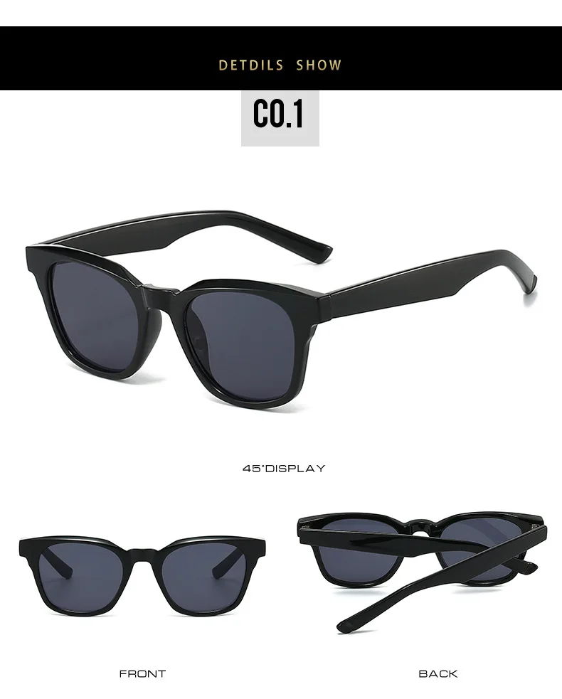 Retro klassische quadratische Sonnenbrille Damen Herren Unisex Casual Travel TR90 Sonnenschutz Jelly Color Brillen – Detail 7