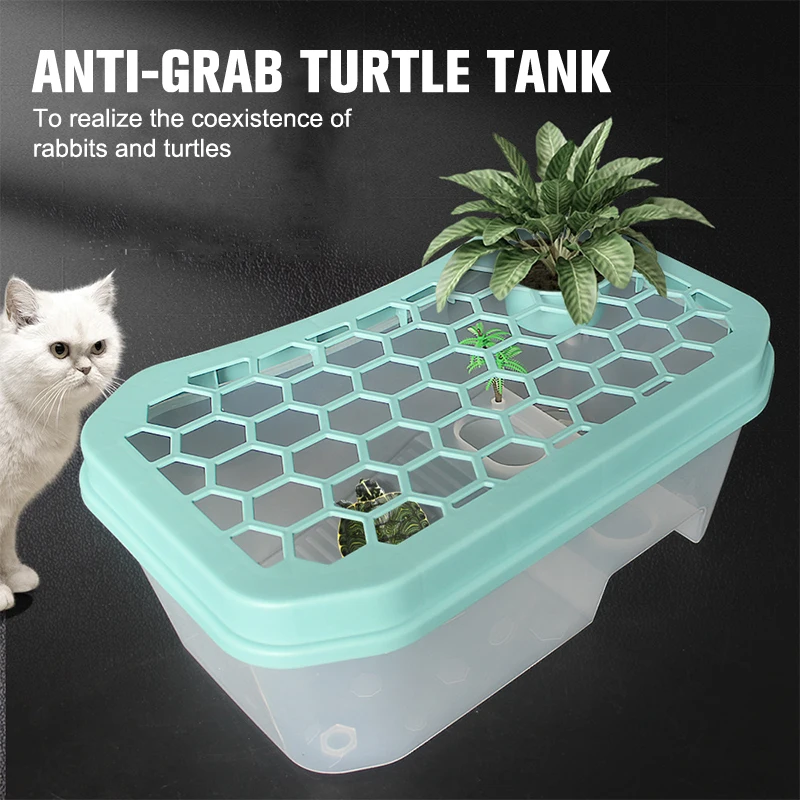 Turtle Tortoise HabitatReptile Vivarium Box with Basking Ramp Aquarium Tools