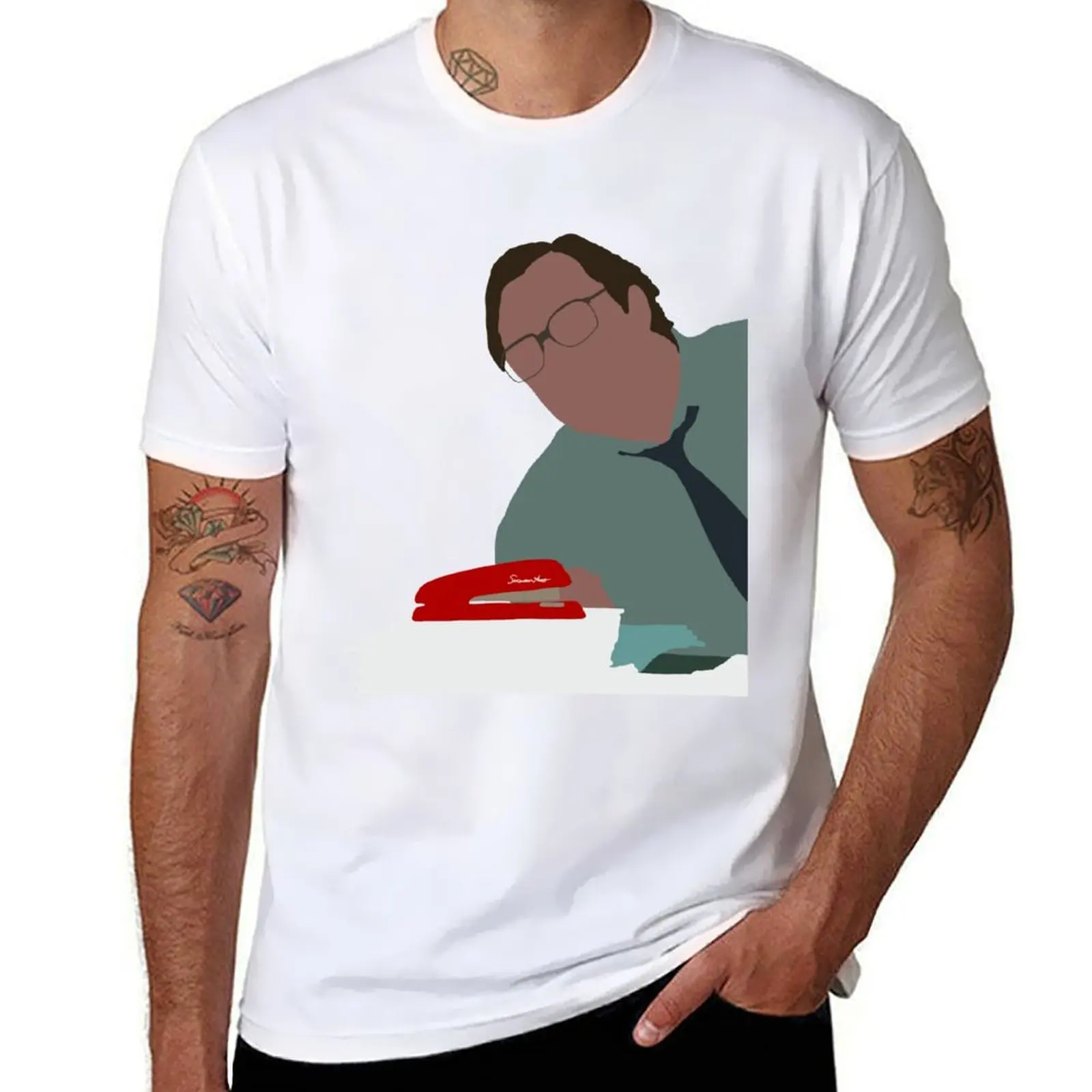 

Milton Stapler-футболка Office Space, хлопковая футболка, мужская футболка с рисунком, футболка