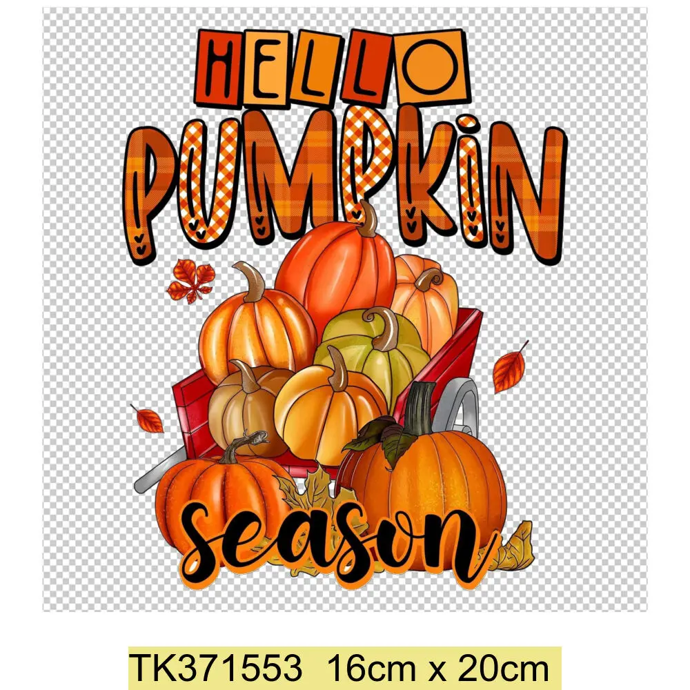 Thanksgiving Iron on Transfers Patches Pumpkin Fall Vinyl Heat Transfers Patches Decals Autumn Design Heat Transfer Stickers