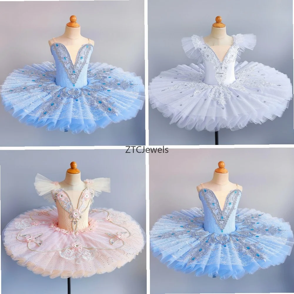 Vestido de Ballet Profesional para Niñas, Tutú de Lentejuelas con Encaje, Estilo Lago de los Cisnes, Disfraz de Bailarina para Niños, Cosplay